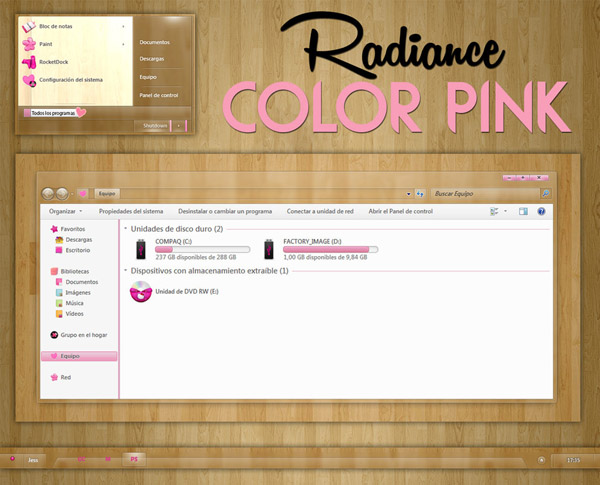 Radiance Color Pink for win7 themes