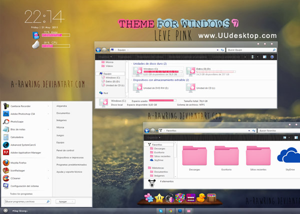 Leve Pink theme for windows 7 dowlnoad