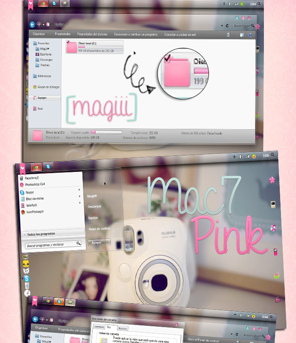 MacPink7 For windows 7 THEMES