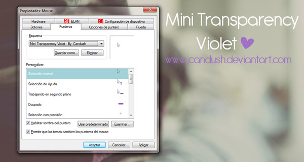Mini Transparency Violet for mouse cursors