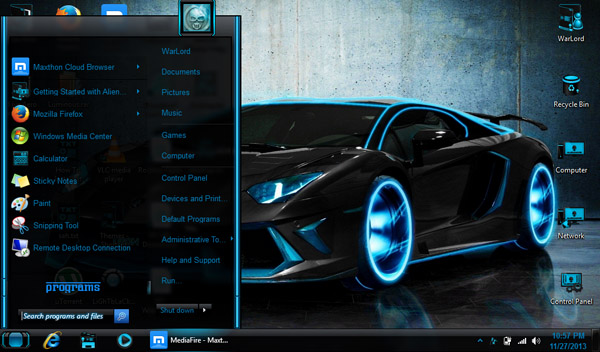 Luminous For Windows 7 desktop themes