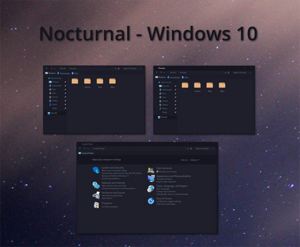 Nocturnal for windows 10 desktop theme