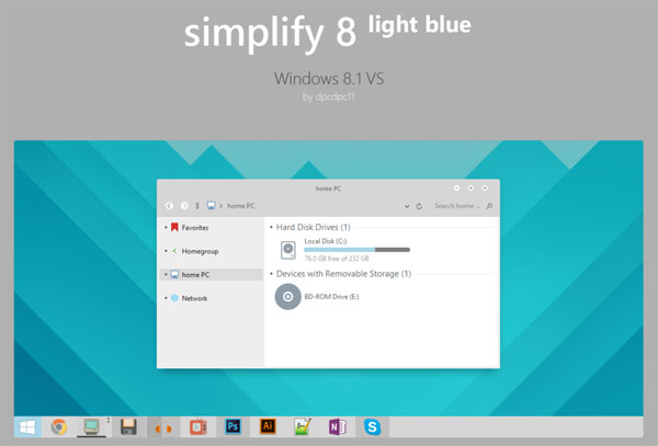 Simplify 8 Light Blue - Windows 8.1 VS themes