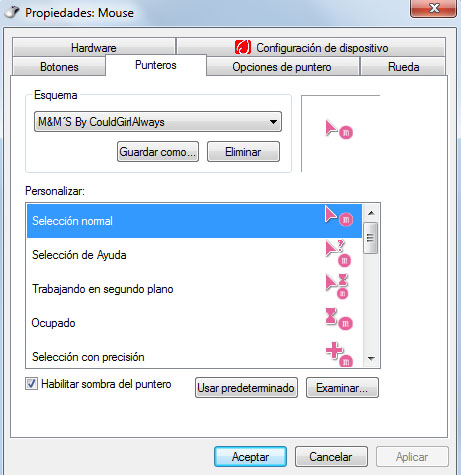 M and M. (Con instalador) for mouse cursors