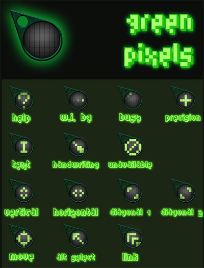 Green Pixels 3D mouse cursors