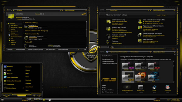 ASUS Gold for Windows 7 theme free download