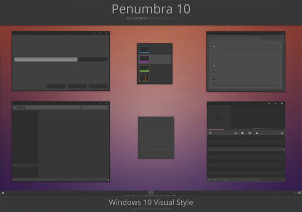 Penumbra 10 - Windows 10 visual style theme
