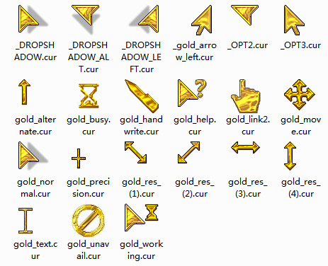 free Gold mouse pointers download 