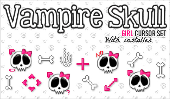 Vampire Skull Girl - Cursor Set