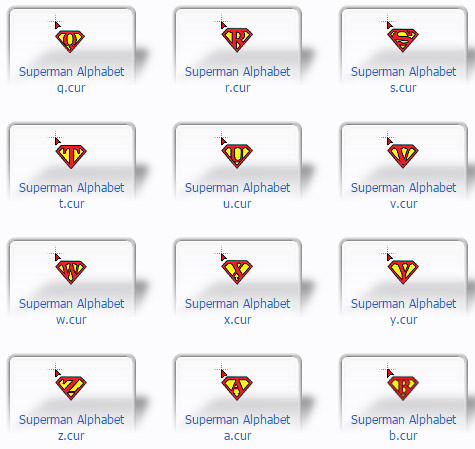Superman Alphabet Mousu Cursors