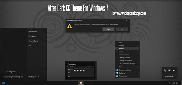 After Dark CC Theme For Windows 7 free download
