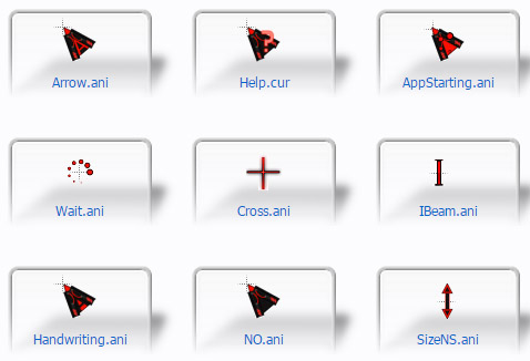 red glow mouse cursor pack