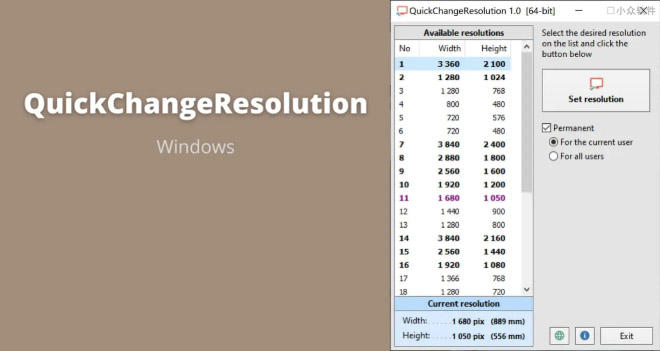 QuickChangeResolution v1.0 for windows soft
