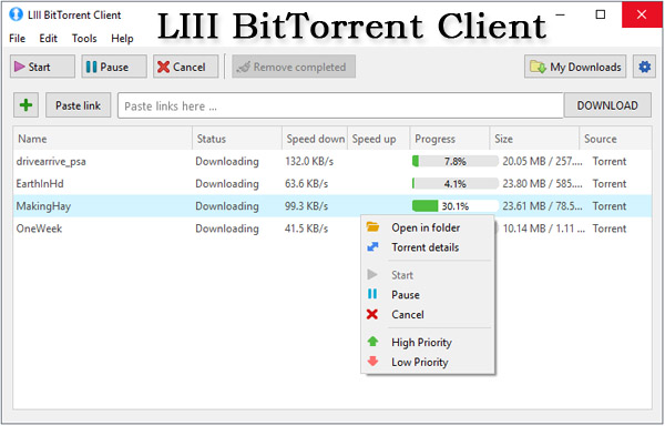 LIII BitTorrent Client for windows software