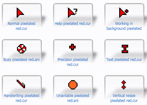 Pixelated red Mouse Cursors