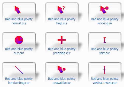 Red and blue pointy Mouse Cursors