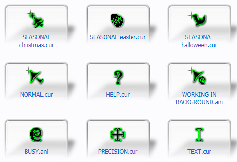 Abstract Green and Black Mouse Cursors