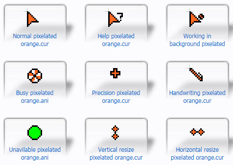 Pixelated orange Mouse Cursors